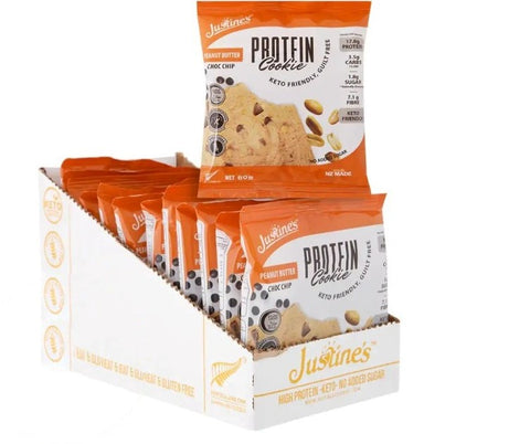 BOX -Justines Protein Cookie Peanut Butter Choc Chip 12*60 G
