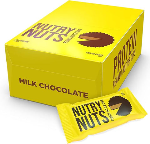 BOX -  Nutry Nuts Protein Cups Milk Choc Peanut Butter 12x 42 G