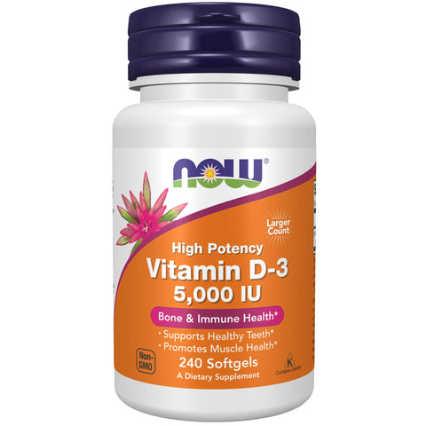 NOW Vitamin D-3 5,000 IU,240 Softgels