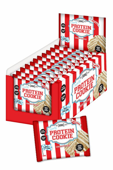 BOX- ADONIS Protein Cookie 60 G  White Choc Peanut 12x60 g