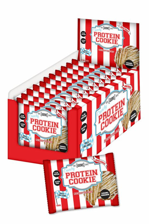 BOX- ADONIS Protein Cookie 60 G  Caramel Cinnamon 12x60 g